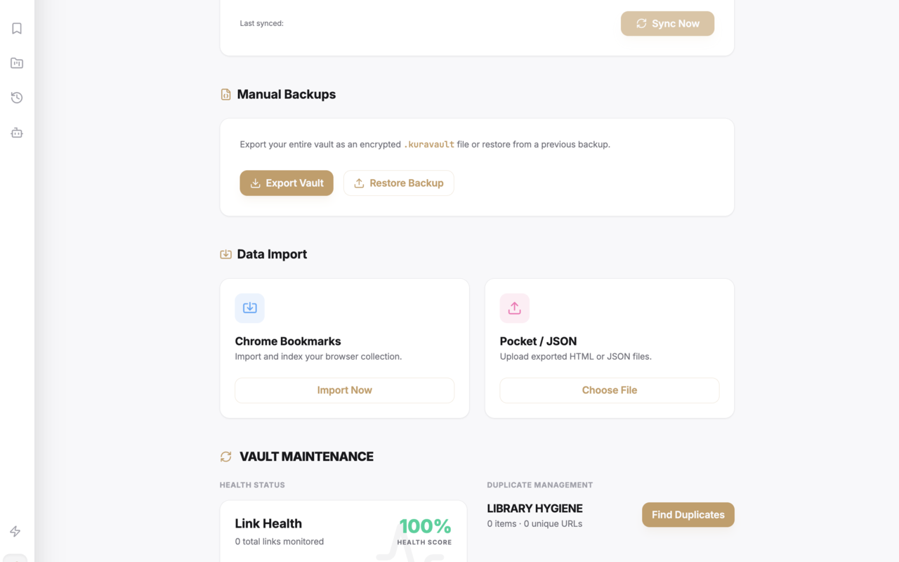 Manual Backups & Import